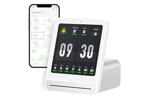 Qingping Air Quality Monitor Gen 2, Air Quality Monitor Indoor Detects PM2.5, CO2, PM10, Noise, Temperature and Humidity, New Upgraded Alarm Clock Function, Air Quality Tester for Bedroom, Smart Home