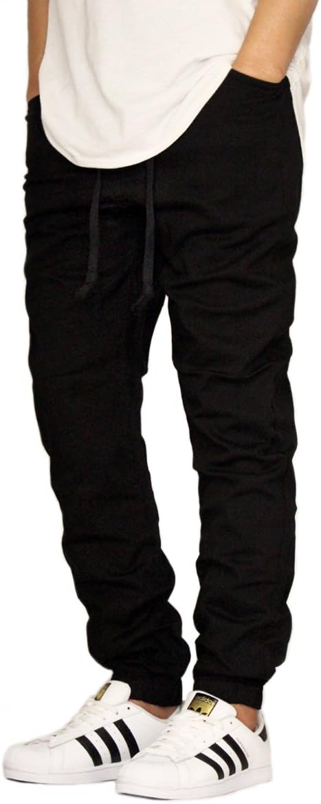 VICTORIOUSMen's Black Twill Drop Crotch Jogger Pants