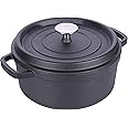 Cuisiland 4QT Cast Iron Dutch Oven with Lid – Pre-Seasoned Heavy-Duty Casserole Pot with Dual Handles & Stainless Steel Knob – Oven Safe, Great for Baking, Roasting, Braising, and Stews