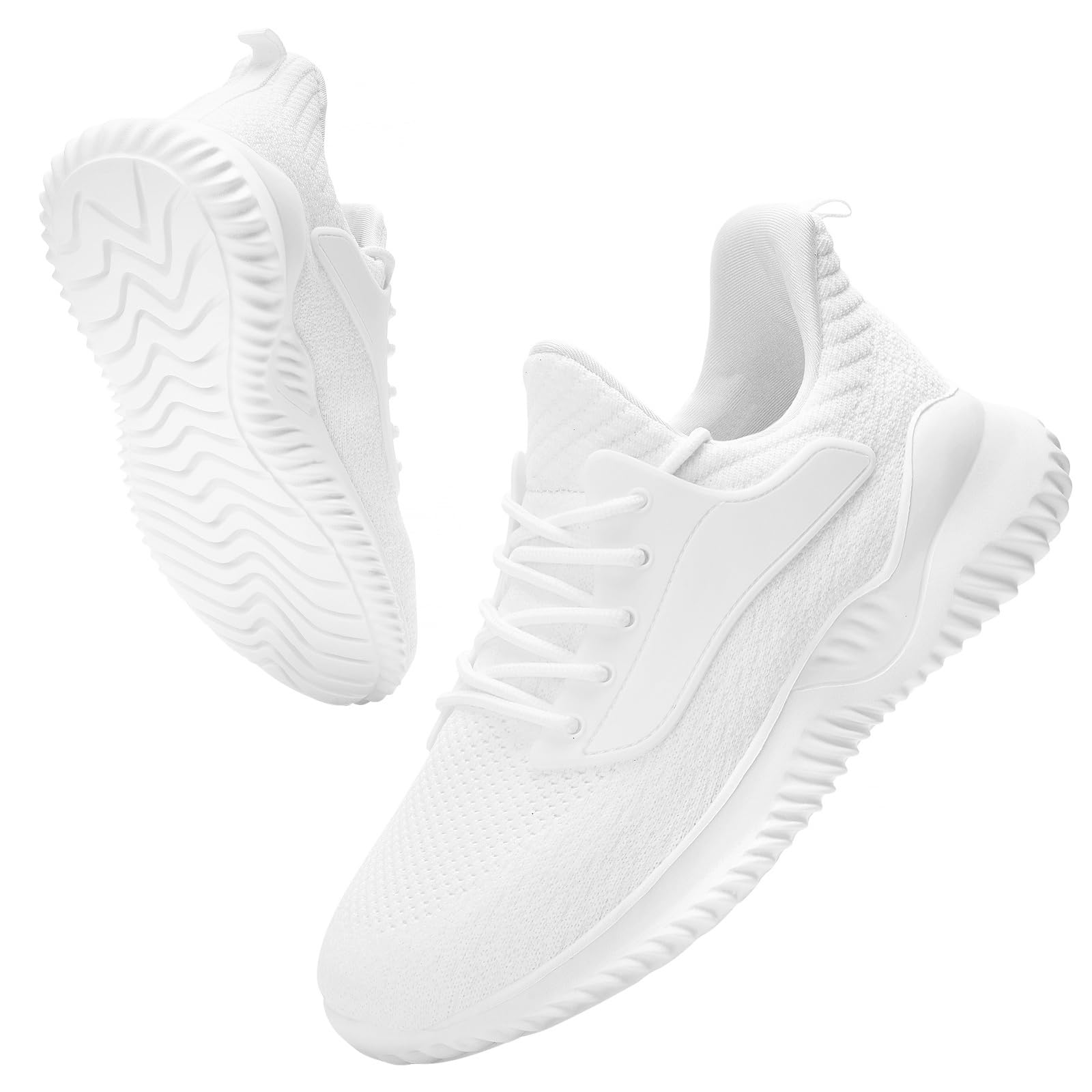 Photo 1 of *Minor Damaged*VIPSUPER Womens Tennis Shoes Walking Sneakers - Memory Foam Nursing Running Gym Athletic Workout Slip On Comfort Work Shoe Lightweight All White Size 9.5 US