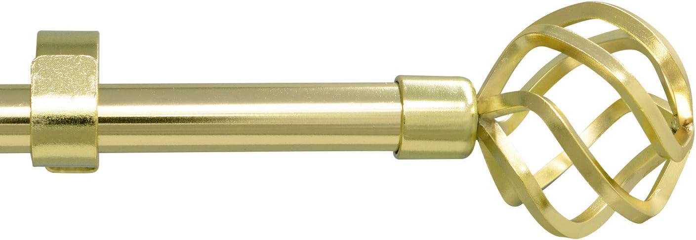 gb Home Collection Empyrean Grace Curtain Rod, 86-120 in, Gold, Metal Single Rod Window Treatment Rod Drapery Rod: Home & Kitchen