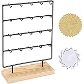 RNTBWD Earring Display Stand for Selling 4 Tier 20 Hooks Wood Earring Display Rack Holder for earings necklaces rings bracelets keychains (Black)