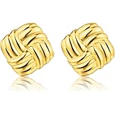 14k Gold Geometric Stud Earrings for Women Stainless Steel Chunky Square Round Statement Earring Women Jewelry Trendy
