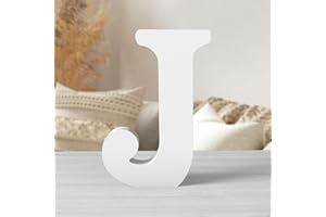 Zaruatu 8 Inch White Wood Letters Unfinished Wood Letters for Wall Decor Decorative Standing Letters White Block Letters for Wall Decoration for Craft Home Party Projects (J)