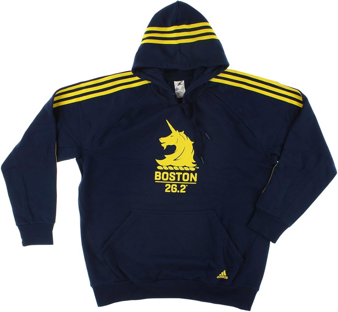 Adidas Mens Boston Marathon Pullover Hoodie Navy Blue XL