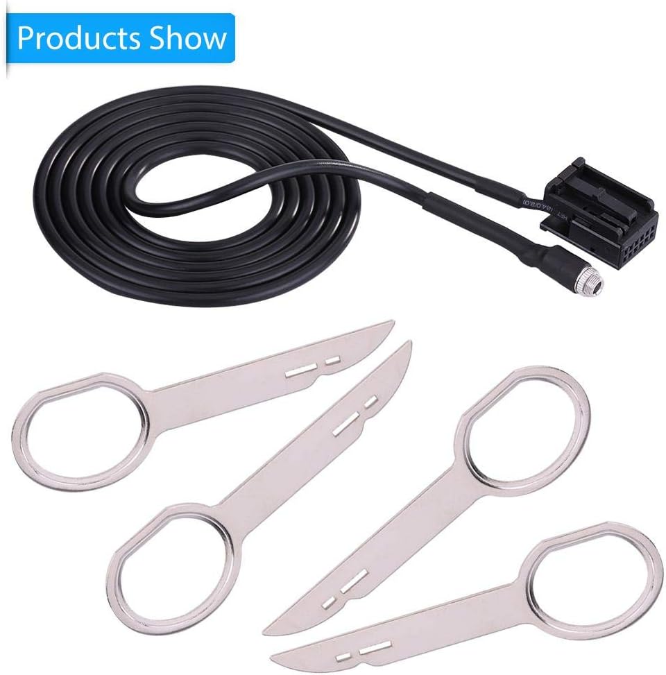 EVGATSAUTO Car 6000 CD Audio Female AUX Input Adapter Cable for Focus Mondeo with Removal Tool Keys, Popular, normal