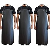 K Y KANGYUN 3 Pack Men's Black Waterproof Rubber Vinyl Work Apron- 43"x29" Heavy Duty Model,Best for Staying Dry When Dishwashing, Lab Work, Butcher, Dog Grooming, Cleaning Fish