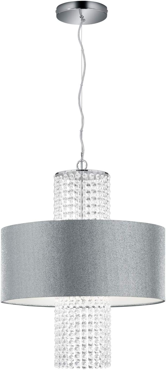 Reality Leuchten King R30483089 Pendant Light Silver-Coloured Shade Clear Acrylic Acrylic Hanging 3X E27
