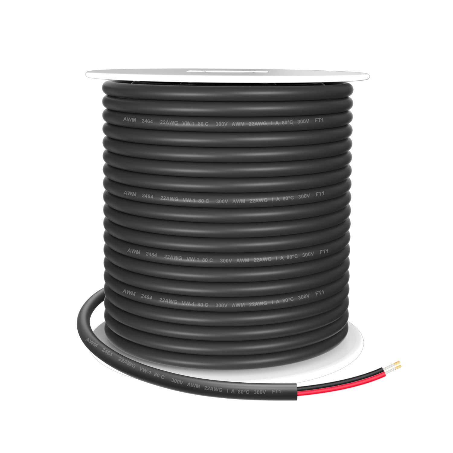 AOTOINK 100FT/30M 22 Gauge 2 Conductor 2x0.32mm² 22AWG Electrical Wire Cable PVC Tinned Copper Core Flexible Low Voltage for LED Strips Lamps Lighting Automotive