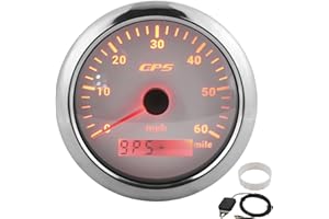 GPS Speedometer Gauge, Weatherproof 0-60MPH / H LCD Display with 7 Adjustable Backlight Color, 85mm 3.35in High Accuracy Stai