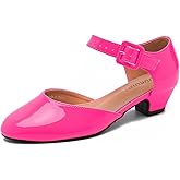 LIURUIJIA Women's Closed Toe Low Chunky Heel Pumps Ankle Strap Dress Shoes for Work Wedding Party Dance