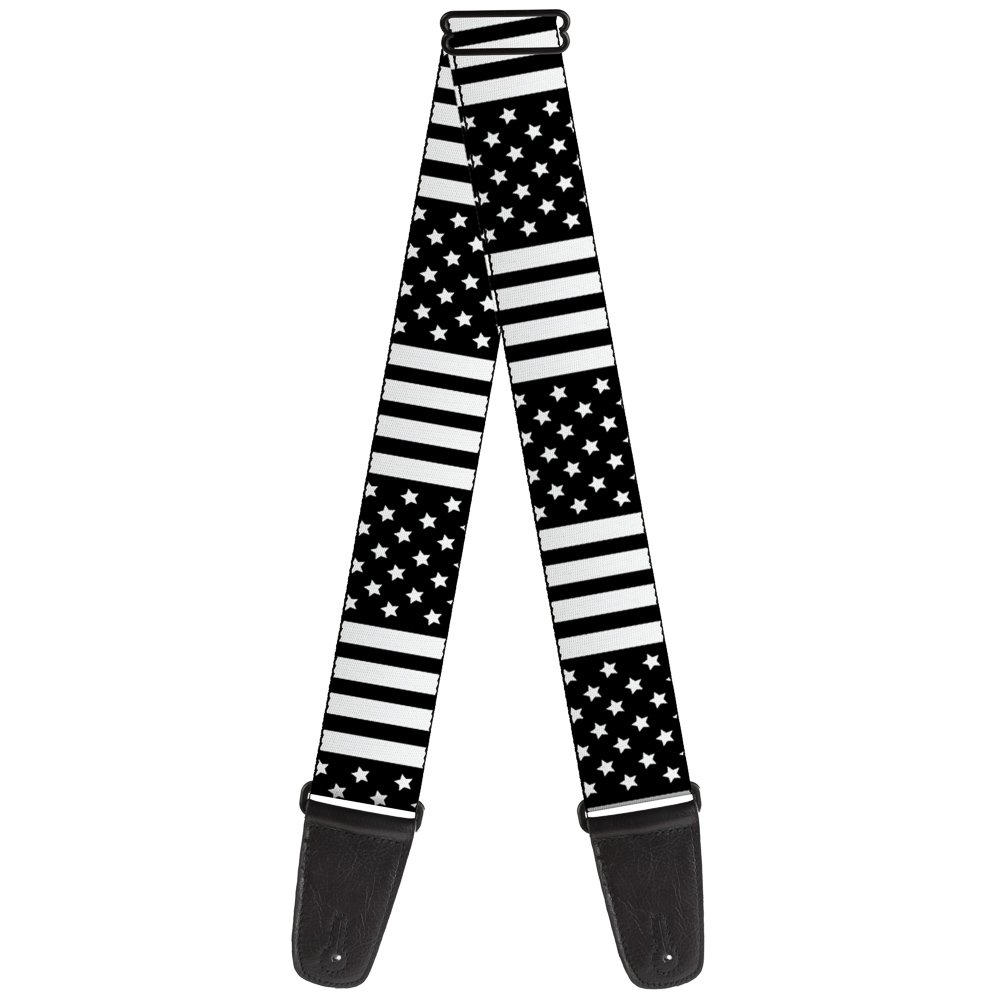 Buckle-Down Guitar Strap American Flag Close Up Black White 2 Inches Wide (GS-W30132)