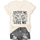 Excuse me You Look Like You Love Me Shirts Vintage Cow Skull T Shirt Country Music Graphic Tees Short Sleeve Tops