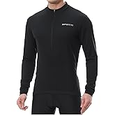 Spotti Men's Cycling Bike Jersey Long Sleeve with 3 Rear Pockets - Moisture Wicking, Breathable, Quick Dry Biking Shirt