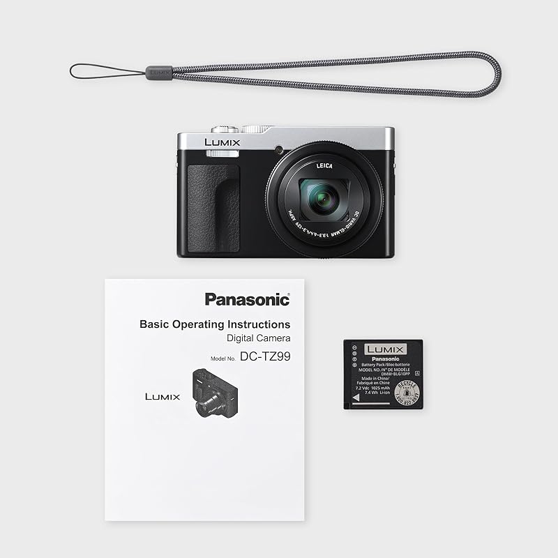 Câmara compacta LUMIX DC-TZ99E-S com zoom para viagens, objetiva Leica DC, zoom 30x, 20,3 MP, vídeo 4K 30p, monitor inclinável, Wi-Fi, Bluetooth, cor prateada