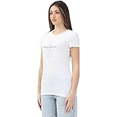 Armani Exchange Womens Crewneck Slim Fit Rhinestone Monogram Logo Tee