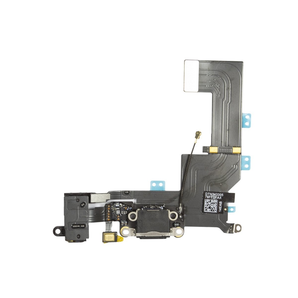 OnlyTech - Charging Connector for iPhone SE Black Flex Cable with USB Dock, Jack connector, Microphone and GSM Antenna