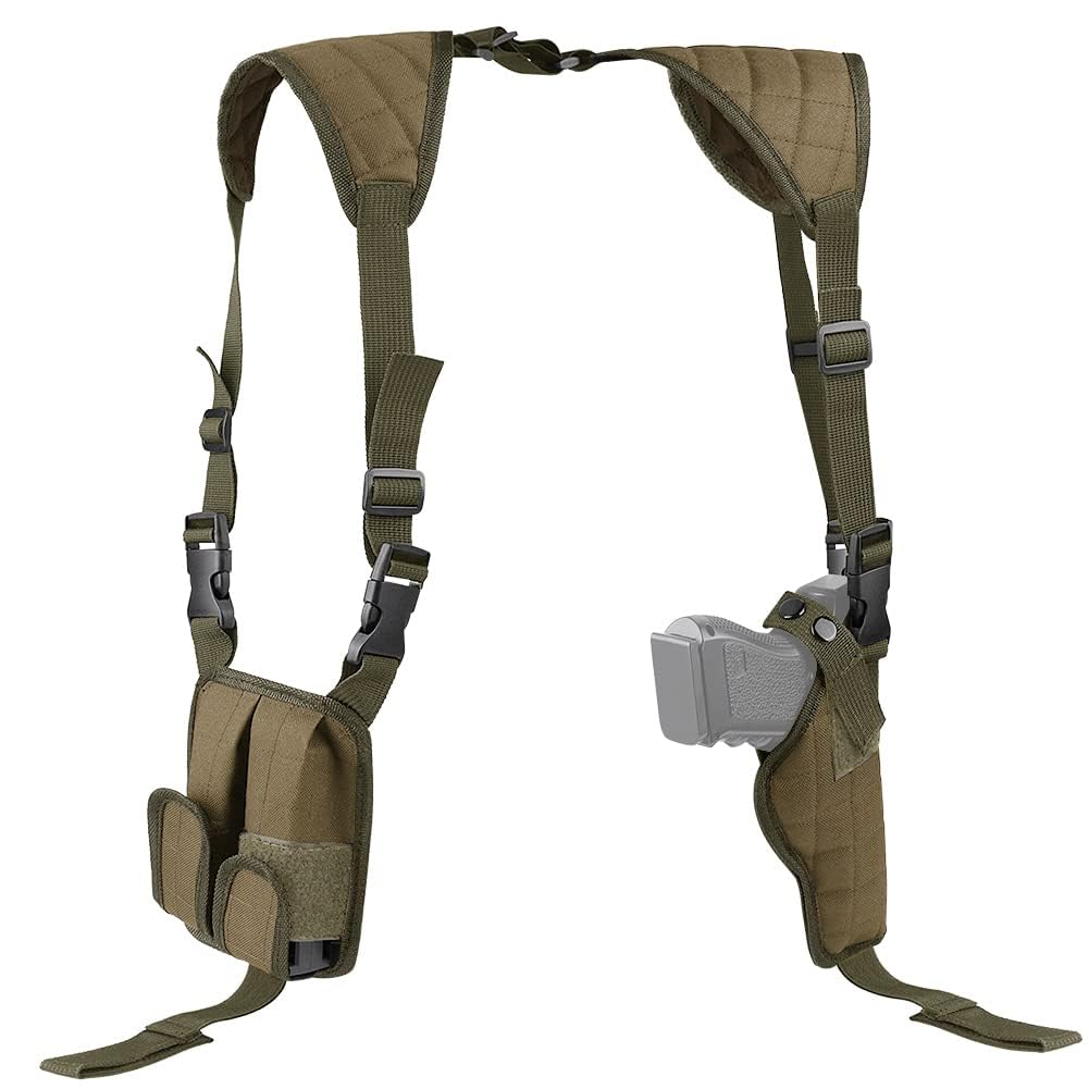 Feyachi Shoulder Holster Airsoft Holsters General Vertical Gun Holster for Man Adjustable for Most Kinds of Pistols (Khaki)