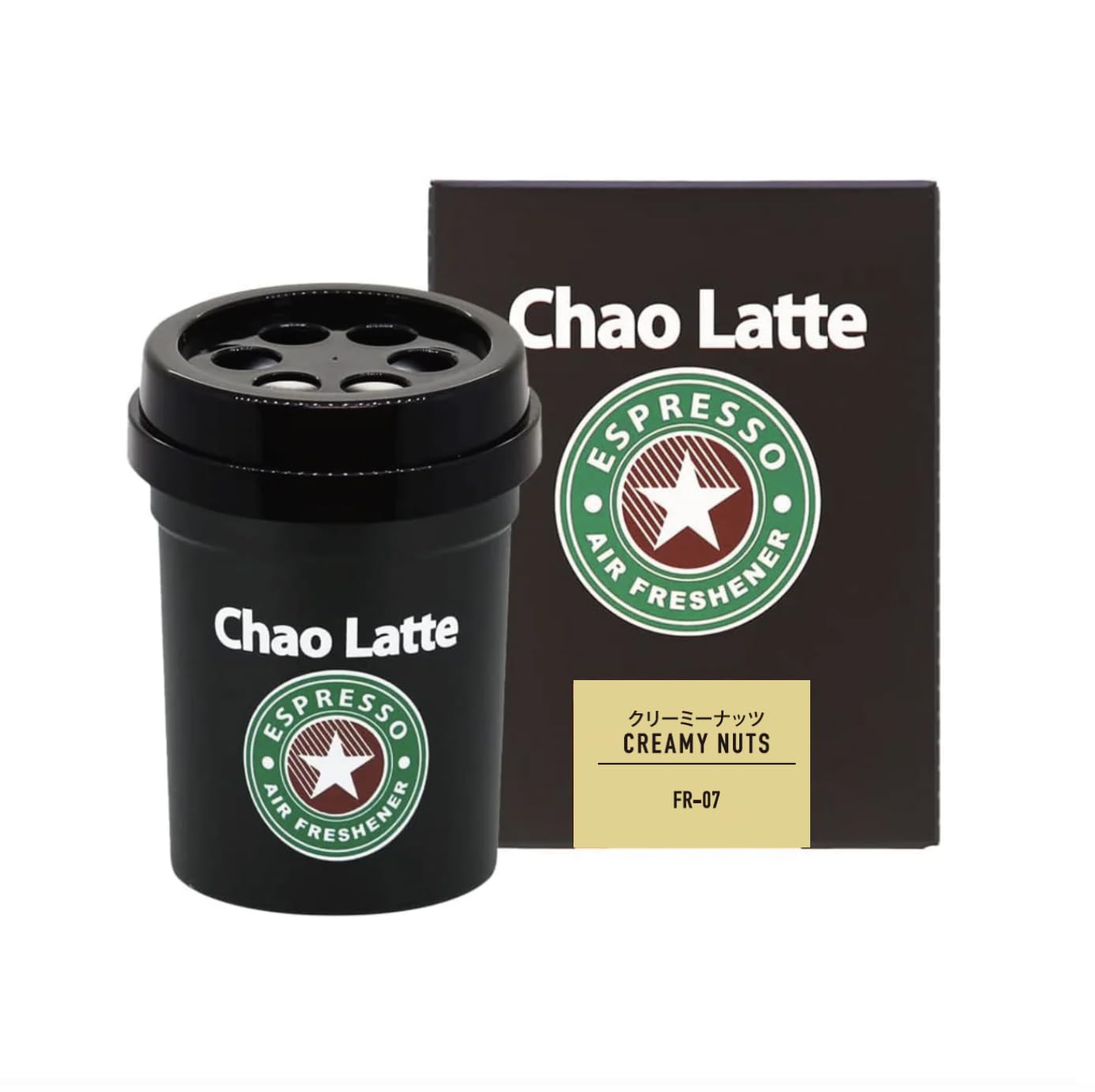 AUG(アウグ) 車用 部屋用 芳香剤 カオラテ(Chao Latte) ブラック ゲル クリーミーナッツ 置き型 ドリンクホルダー型 140ml 日本製 FR-07商品画像