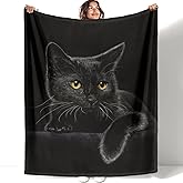 HommomH Black Cat Blanket for Women Girls, Cat Lover Gifts, Soft Fleece Throw Blankets for Sofa Couch Bed, Cozy Home Decor for Bedroom Living Room, 40" x 50"