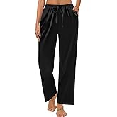 SWOMOG Women's Silk Satin Pajama Pants Soft Long Lounge Pant Drawstring Trousers Casual Sleepwear Pj Bottoms with Pockets