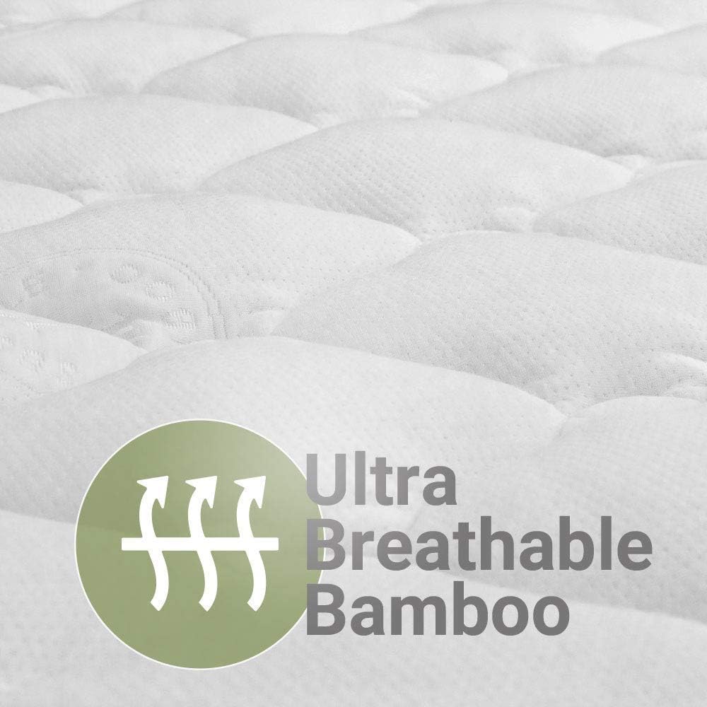 ExceptionalSheets King Size Mattress Pad with Fitted Skirt - Cooling Mattress Pad with Extra Plush Rayon from Bamboo Topper - Hypoallergenic Bamboo Mattress Pad - Made in The USA, King: Home & Kitchen