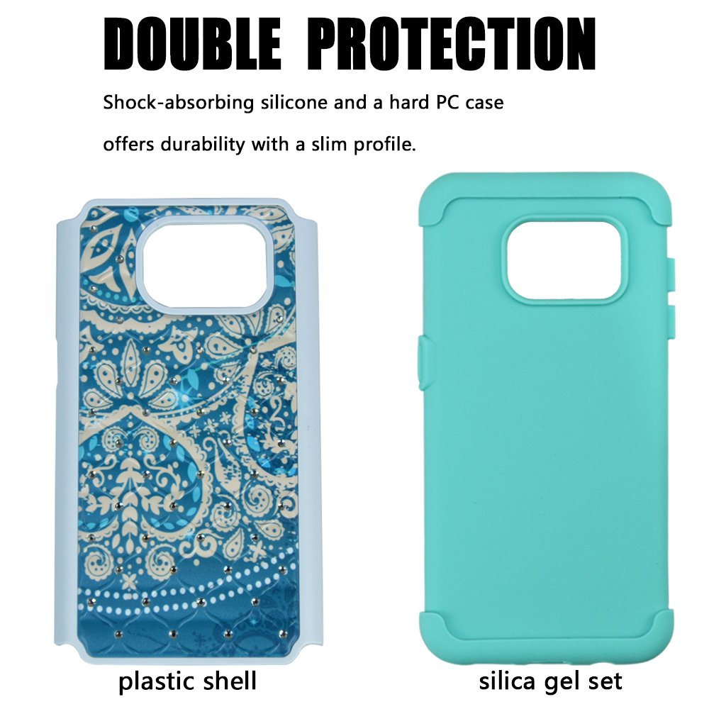 Galaxy S7 Case, MagicSky [Shock Absorption] Studded Rhinestone Bling Hybrid Dual Layer Armor Defender Protective Case Cover for Samsung Galaxy S7 (Flower)