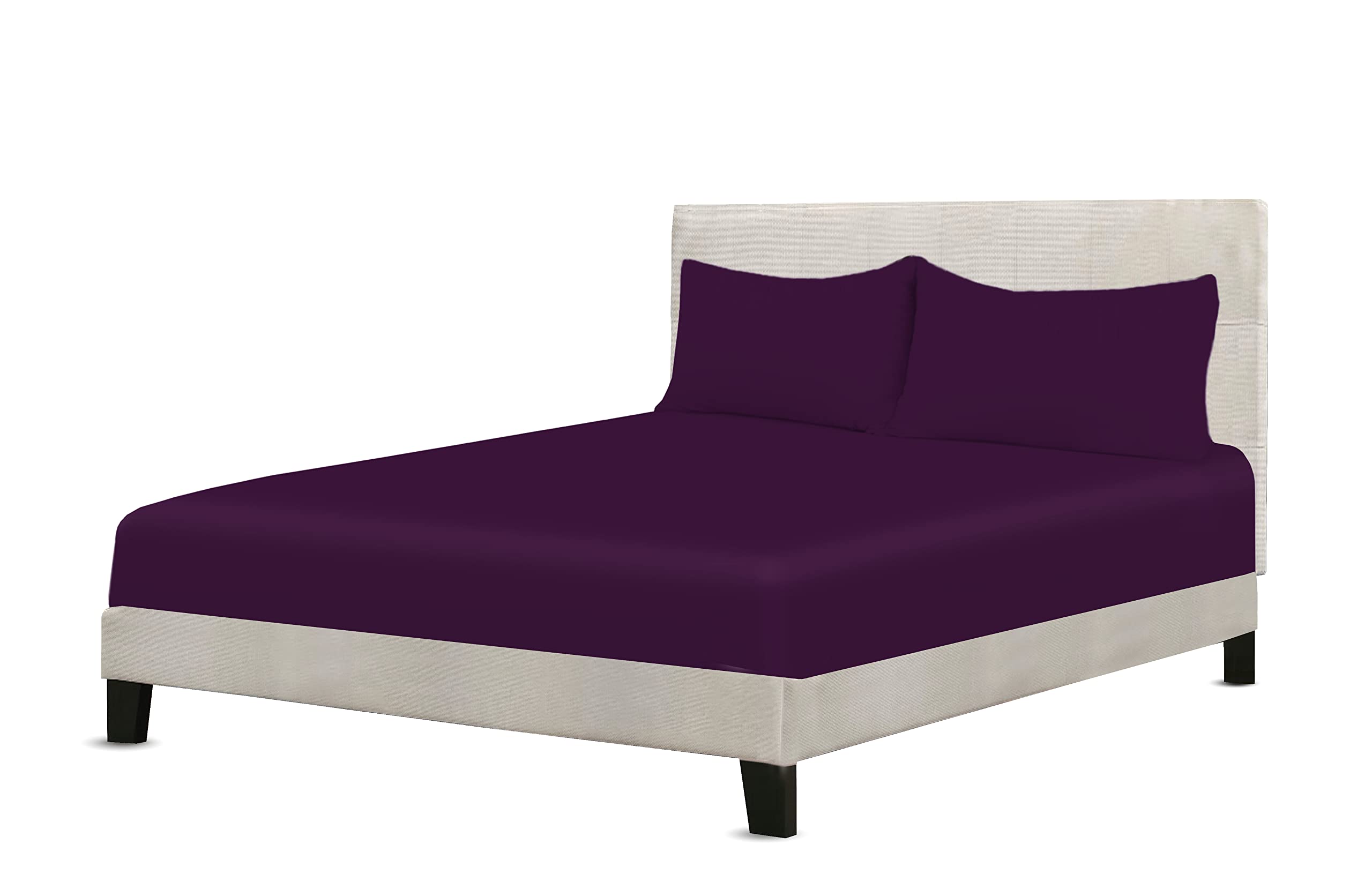 A ATH COLLECTION Egyptian Cotton Fitted Sheet 25 CM Extra Deep Pocket, 200 Thread Count Cotton Soft, Fade & Wrinkle Resistant Fitted Bed Sheets (Super King, Plum)