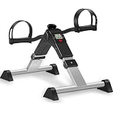 TABEKE Under Desk Bike Pedal Exerciser, Fully Assembled Mini Exercise Bike for Leg and Arm Workouts, Foldable Desk Bike Peddler Machine for Seniors with Clear LCD Display &amp; Adjustable Resistance