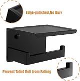 HITSLAM Matte Black Toilet Roll Holder with Phone Shelf, SUS 304 Steel view 3