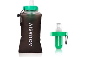 AQUASIV Gravity Water Filter Kit - HFM Carbon & Pre Filter, Portable Squeeze Pouch - Reliable Camping & Hiking
