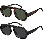 WOWSUN Retro Aviator Sunglasses Womens 70s Square Trendy Shades Sun Glasses