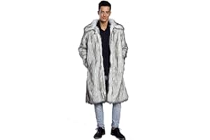 Old DIrd Men's Long Sleeve Fluffy Faux Fur Coat,Mens Winter Warm Faux Fur Overcoat,Long Thicken Soft Jacket Outerwear