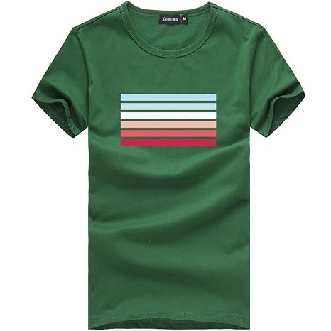 Darringls Damen T-Shirt Kurzarm Basic Tee mit Allover-Minimal Print Lose Stretch Sommer Oberteil Tops Rüschen einfarbig Oansa