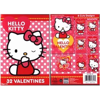 Amazon.com : Hello Kitty Valentines Day Cards - Box of 32 Cards ...