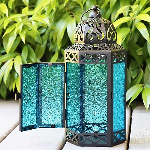 Large Black Metal Decorative Moroccan Lantern Candle Holder Lamp