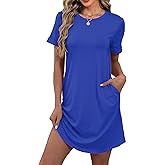 Bluetime Womens T Shirt Dresses Casual 2026 Summer Short Sleeve Loose Vacation Dress with Pockets