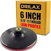 Drilax 6 Inch Hook and Loop Backing Pad, Rigid Low Profile Sanding Pad with 5/8-11 Thread, Wrench Mount for Grinding Polishing, Fits Angle Grinders and Polishers