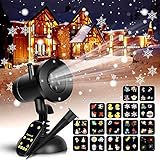 Snowflake Projector Lights - 16 Slides Home Lights Projector Christmas Projector Lamp with Remote Control, Waterproof LED Projector Landscape Projector for Outdoor Xmas Birthday Valentine's Day