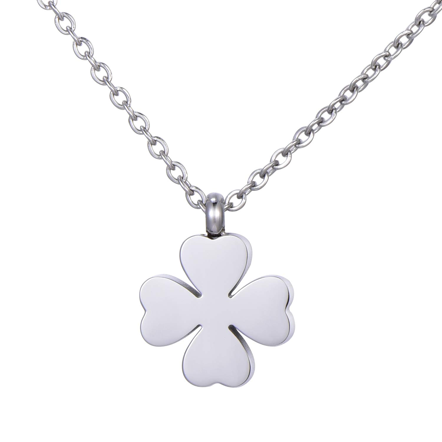 Morella Women's Necklace with Pendant Cloverleaf Silver Stainless Steel in Velvet Bag