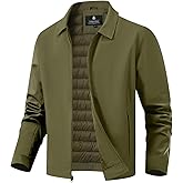 ASPO Men's Winter Jacket Warm Water Resistant Full Zip Windbreaker Lightweight Quilted Jackets Casual Golf Work Coats