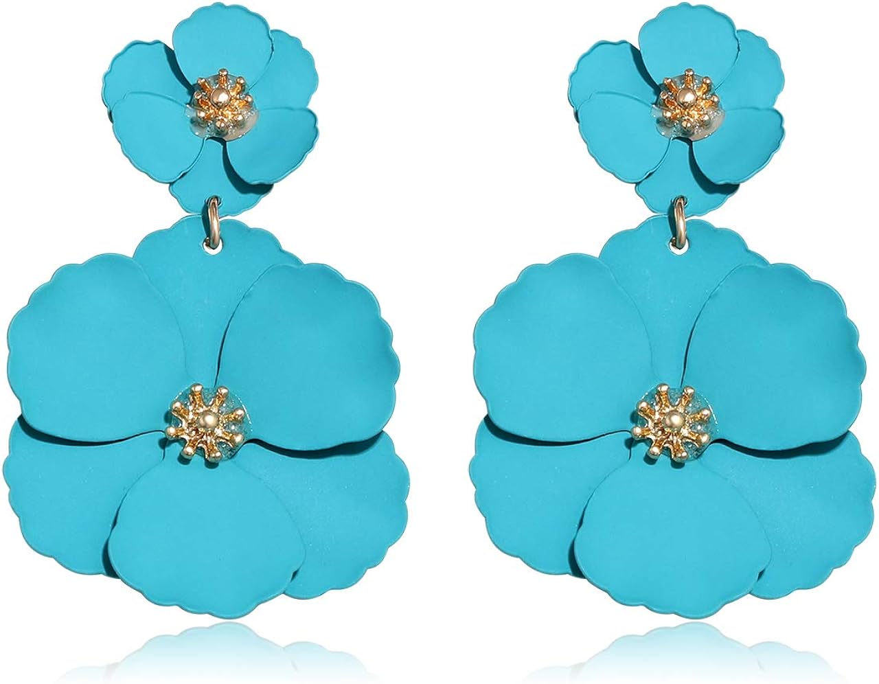 CEALXHENY Flower Dangle Earrings Boho Layered Floral Petal