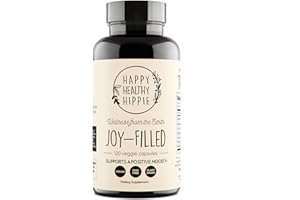 HAPPY HEALTHY HIPPIE Joy-Filled Mood Support Supplement with St. Johns Wort | Helps Calm The Mind & Body, Stress Relief Energy Supplements | 100% Plant-Based | Ashwagandha, Rhodiola, Eleuthero | Herbal Adaptogens, 120 ct