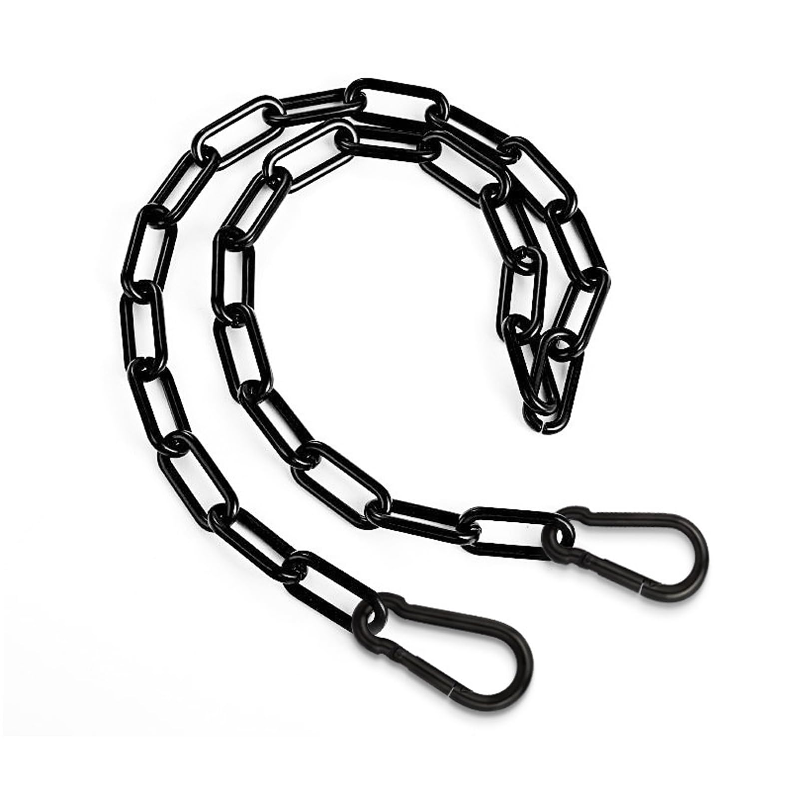 Gate Chain Lock, 1m/39.4 inch Chain Lock, Black Metal Chain with 2 Detachable Carabiners, Heavy Duty Stainless Steel Chain for Outdoor Fence, Cage, Gate Security Lock