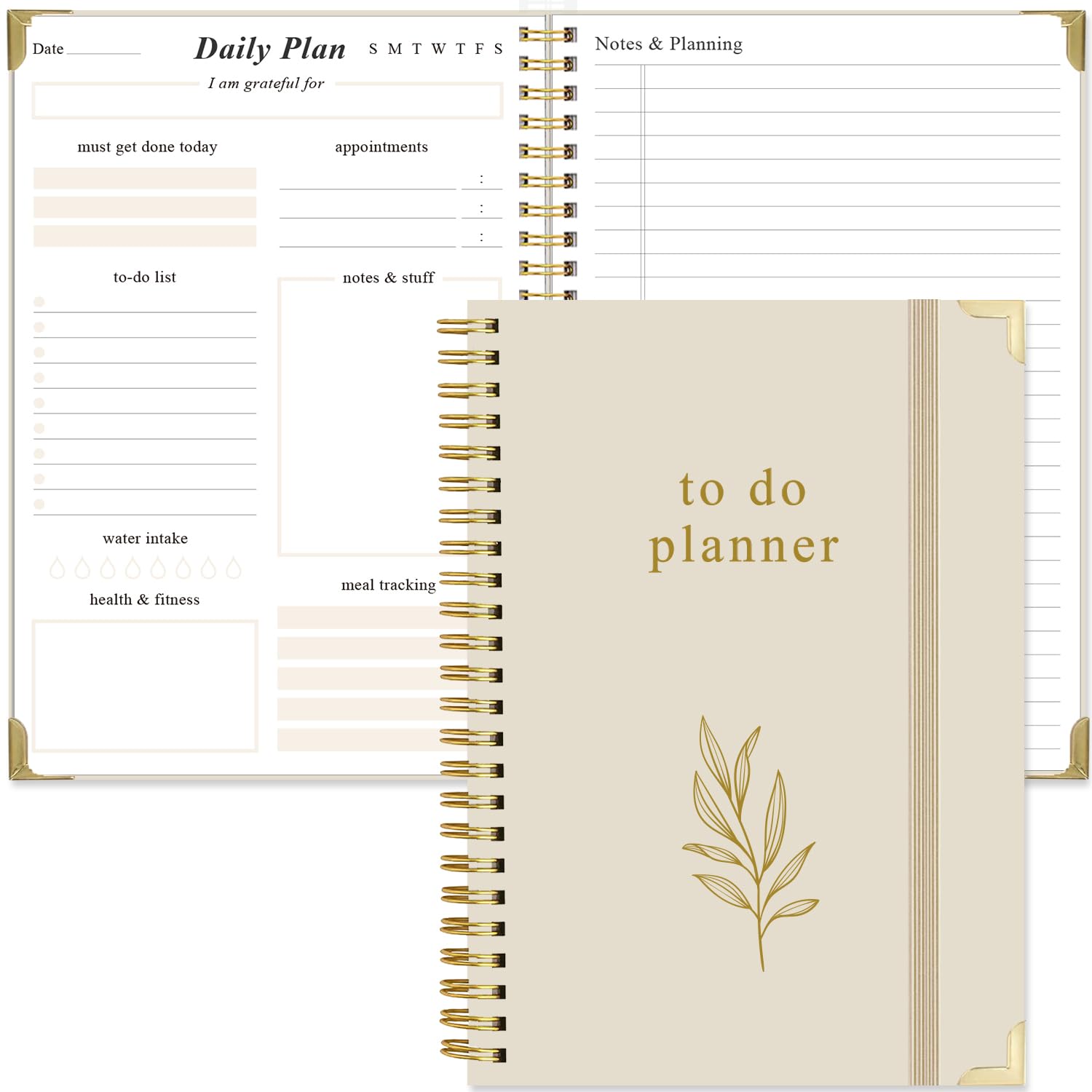 To Do List Notebook - Aesthetic Daily Planner to Easily Organize Your Tasks And Boost Productivity - Undated Planner for School or Office Supplies, 5.8" x 8.5", Beige