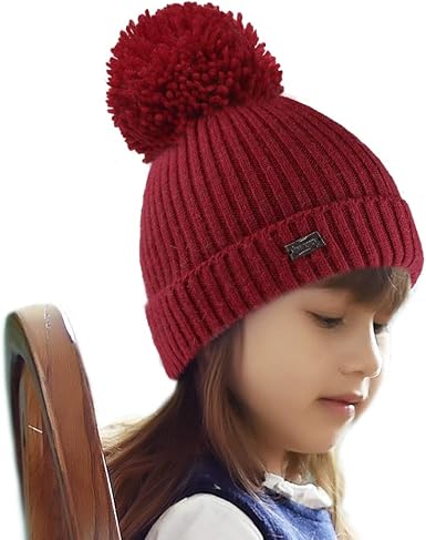 boys red bobble hat