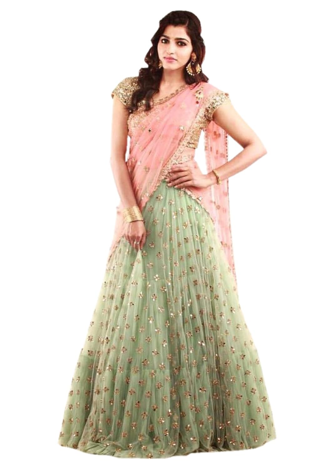 shivam embroidery women's silk green lehenga cholis(pi5_green_free size)