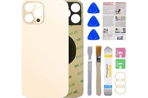 Phoupair Rear Back Glass Replacement Compatible with iPhone 12 Pro Max 6.7 Inches All Carriers with Professional Repair Kit and Installation Instruction (Gold)