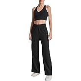 DKNY Womens Embroidered Logo Wide Leg Fleece Sweatpant