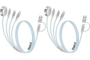 HITFINE 2 Pack Charging Cable for Apple Watch Charger/Samsung/iPhone Charger,Car/Office/Camping/Travel Essentials,Type C Cable Cord for iWatch Ultra/10-2/iPhone 16-11/Samsung S25-S20,iPad,airPods-Blue